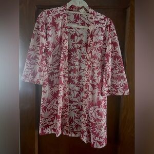 1960's Perfection Fit for Roxanne Tropical Palm Pin Swim Coverup Top Small